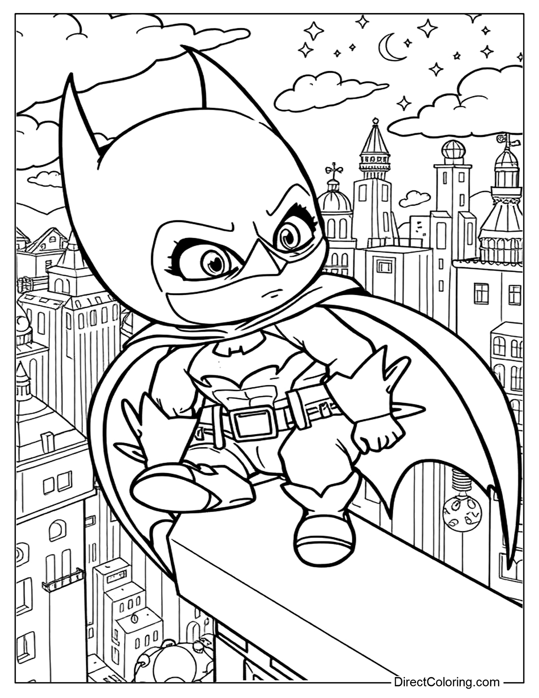 Chibi Batman Cute Coloring For Kids